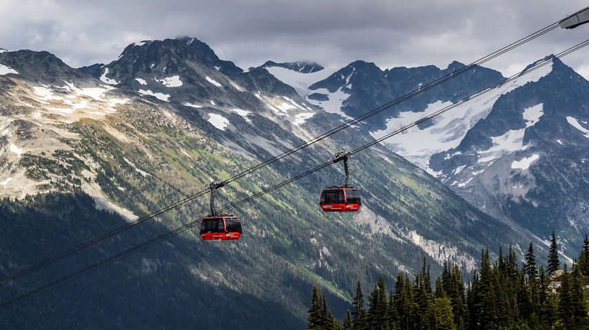 Scenic View of the PEAK 2 PEAK Gondola During Summer Time at Whistler Blackcomb