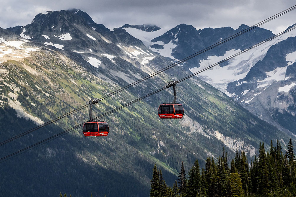 Scenic View of Gondolas During Summer Time at Whistler Blackcomb