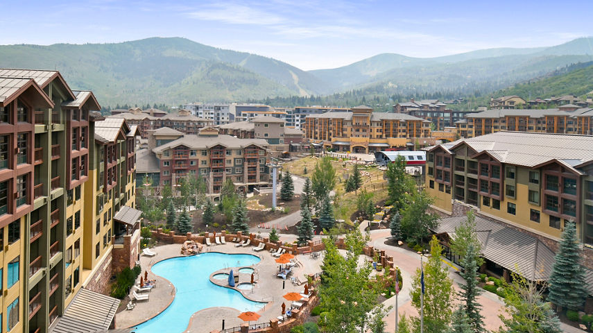 Bird's Eye View of Condos and Swimming Pool at Park City Mountain Resort