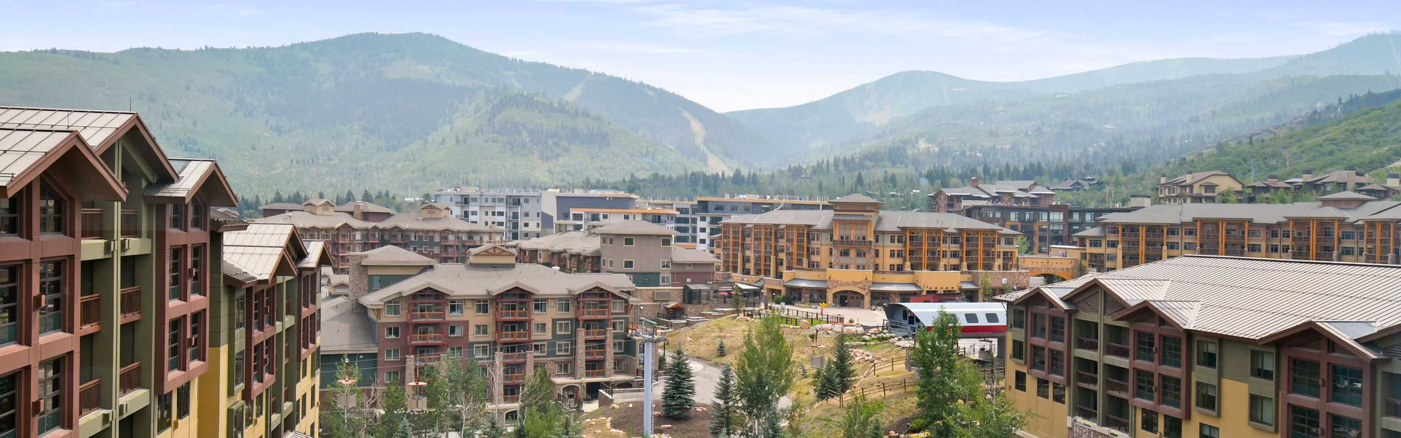 Bird's Eye View of Condos and Swimming Pool at Park City Mountain Resort