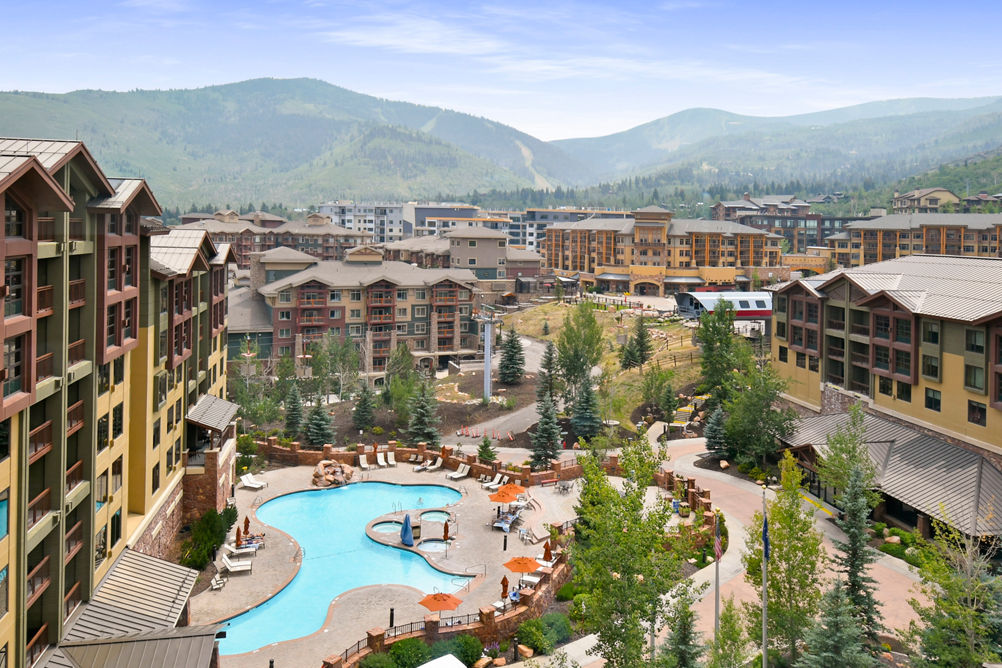 Bird's Eye View of Condos and Swimming Pool at Park City Mountain Resort