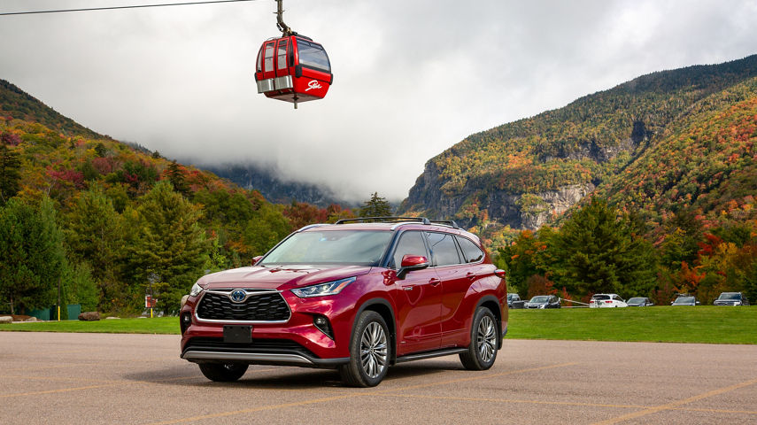 Toyota parked under Gondola Skyride at Stowe