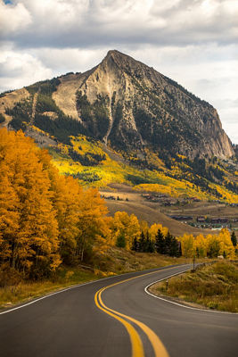 Looking down at Mt Crested Butte from Washington Gulch with fall colors