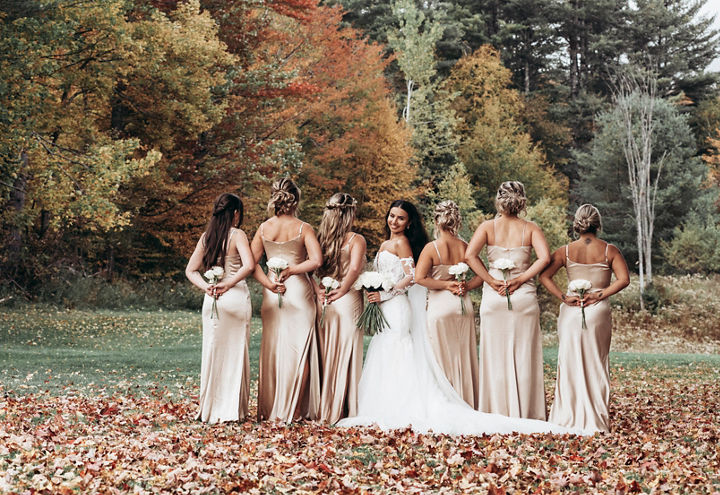 Fall Scenic Wedding Bridal Party at Jackson Gore at Okemo