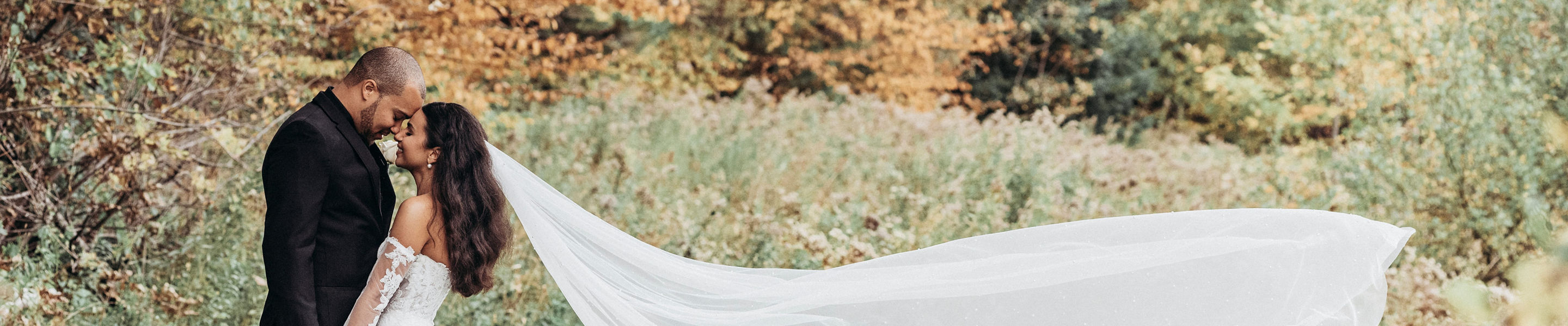 Fall Scenic Wedding Couple Portrait at Jackson Gore at Okemo