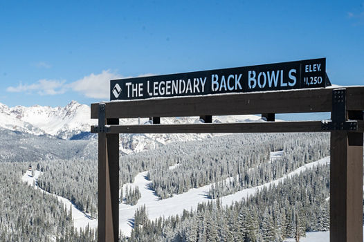 Entrance to the Back Bowls on a Bluebird Day in Vail, CO