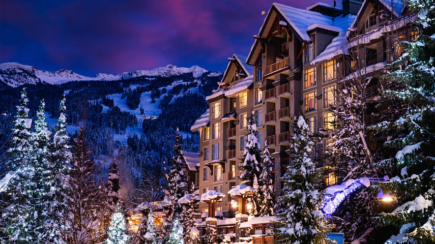 Whistler Village with Blackcomb Mountain in the background
