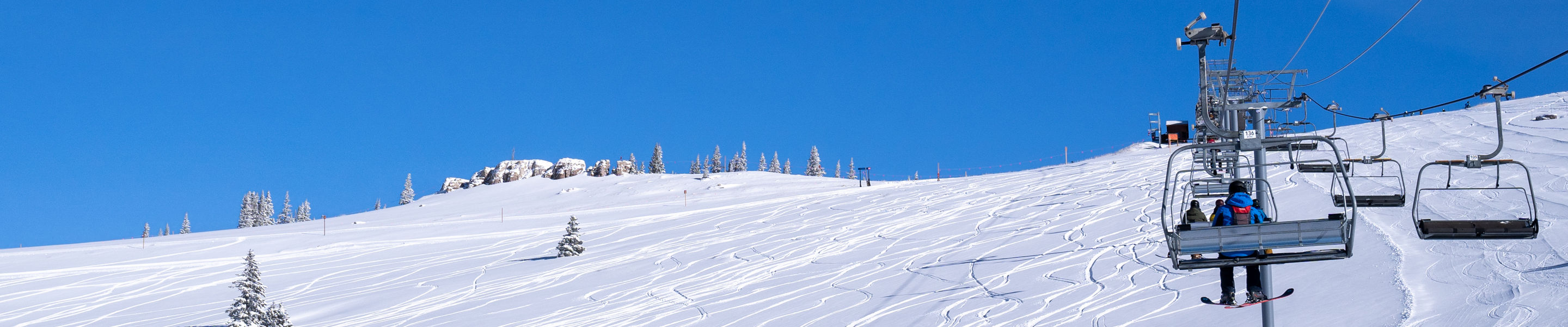View from Orient Express Lift on Bluebird Day in Vail, CO