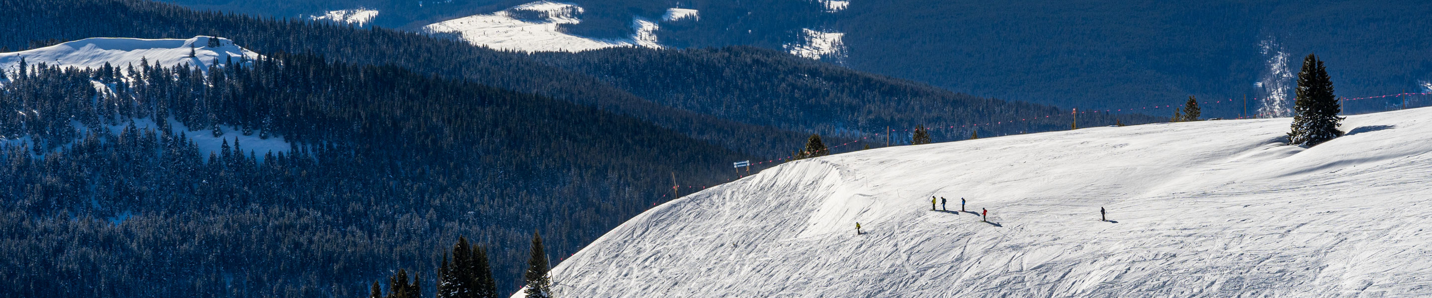 Skiers Look OVer Siberia Bowl in Vail, CO