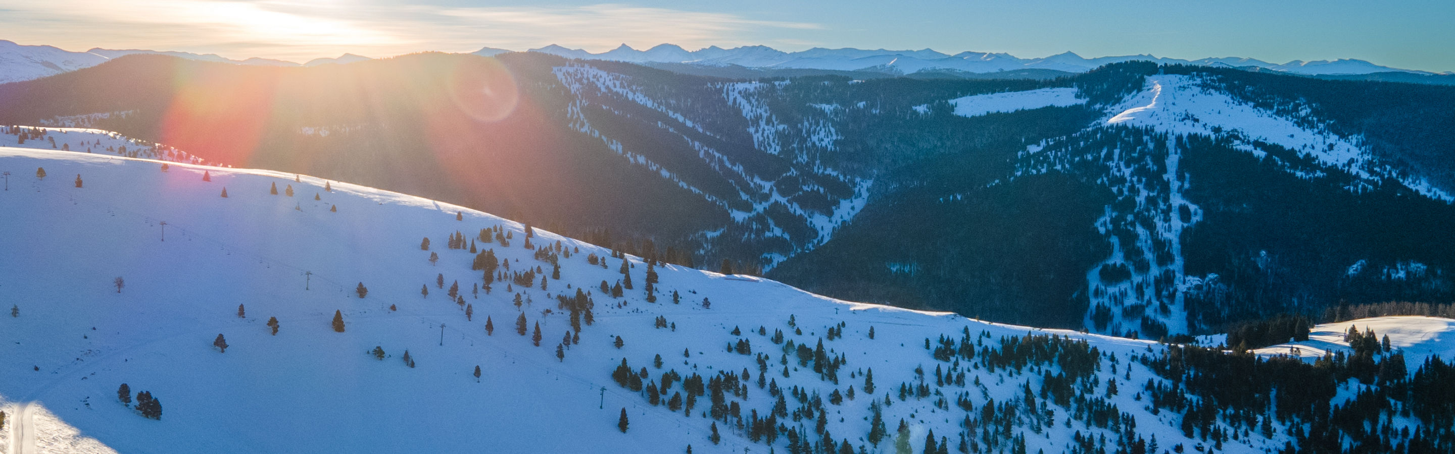 Drone View of Sun Up Bowl During Bluebird Day in Vail, CO