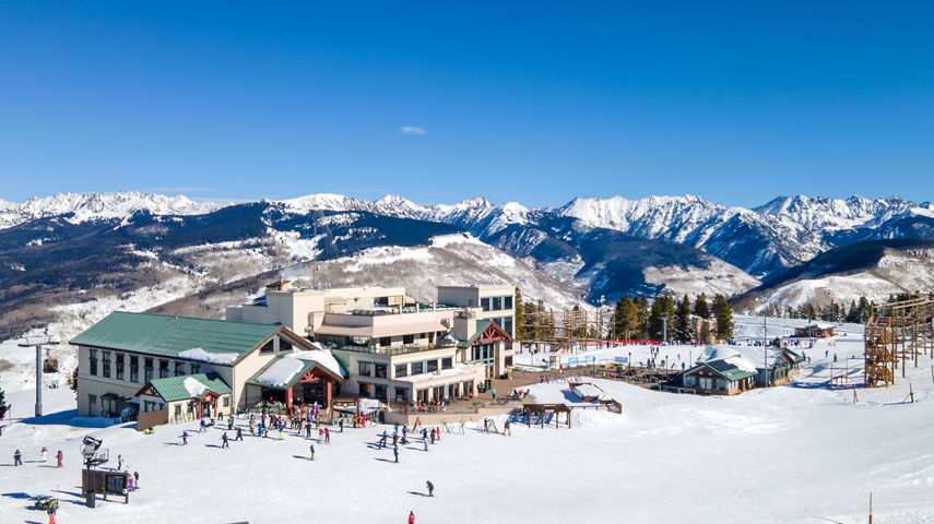 Drone View Overlooking Eagle's Nest on a Bluebird Day in Vail, CO