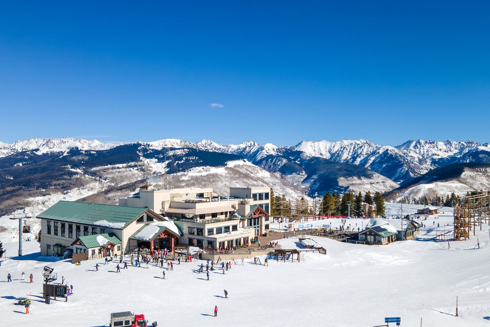 Drone View Overlooking Eagle's Nest on a Bluebird Day in Vail, CO