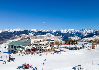 Drone View Overlooking Eagle's Nest on a Bluebird Day in Vail, CO