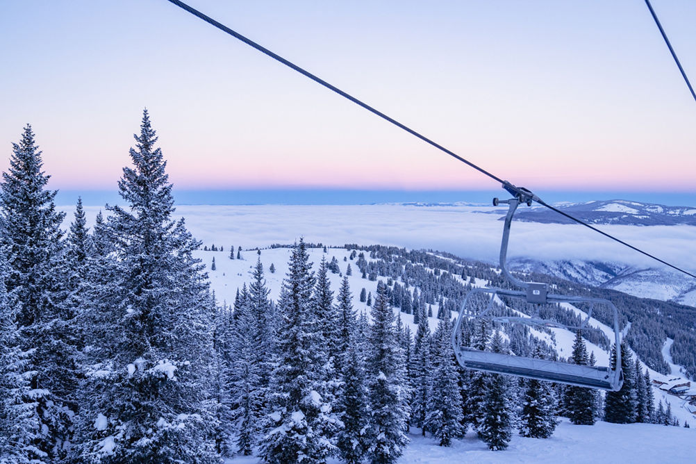 Sunrise View from Mountain Top Express with Undercast in Vail, CO