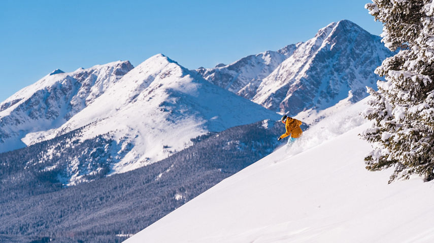 Boarder Enjoys Fresh Tracks in Vail, CO