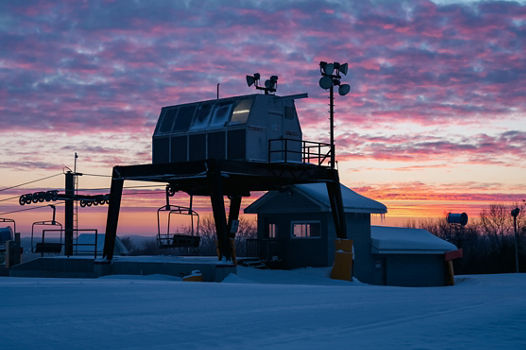 Snowy Chairlifts at Paoli Peaks