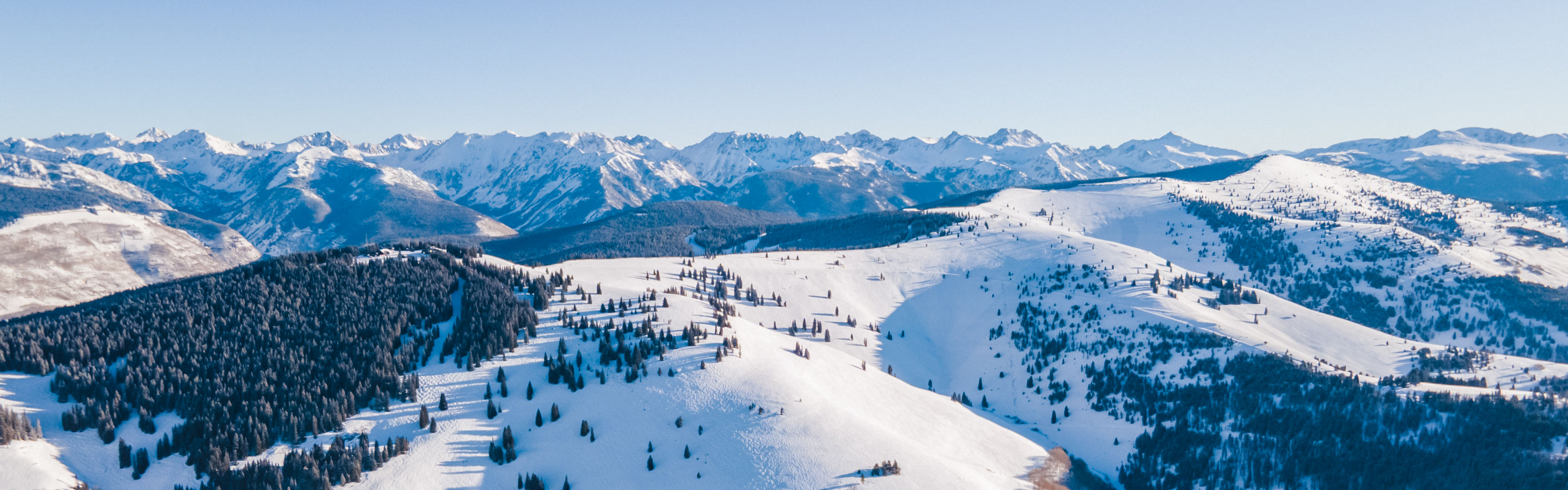 Drone View of Back Bowls on Bluebird Day in Vail, CO
