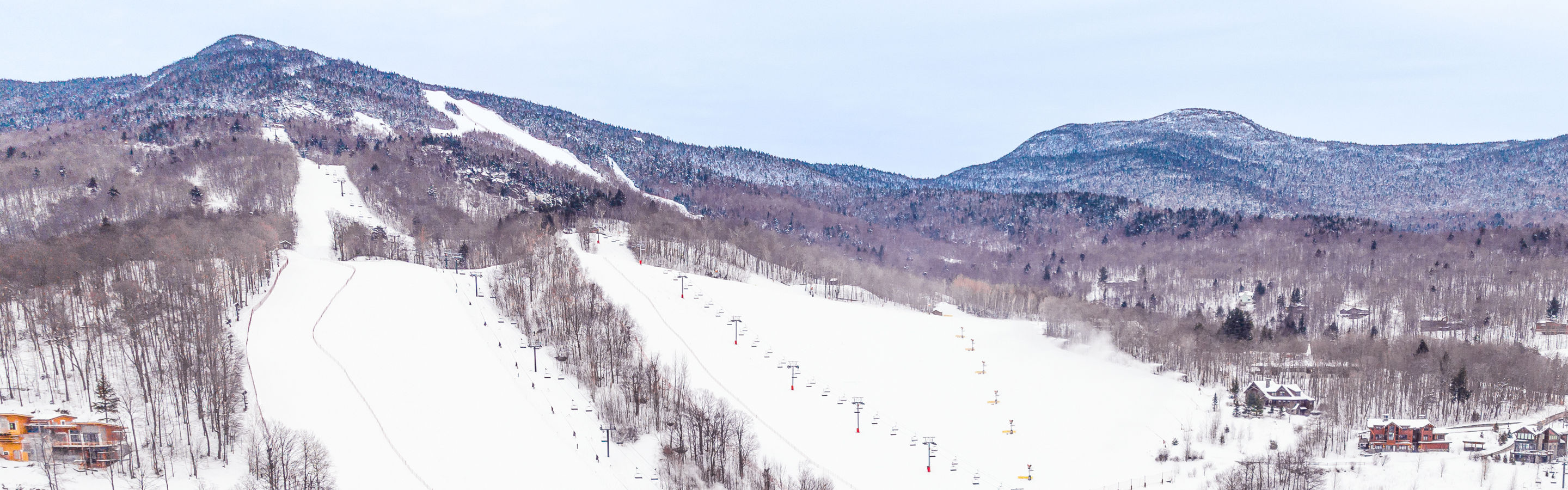 Aerial drone view of Lodge at Spruce Peak