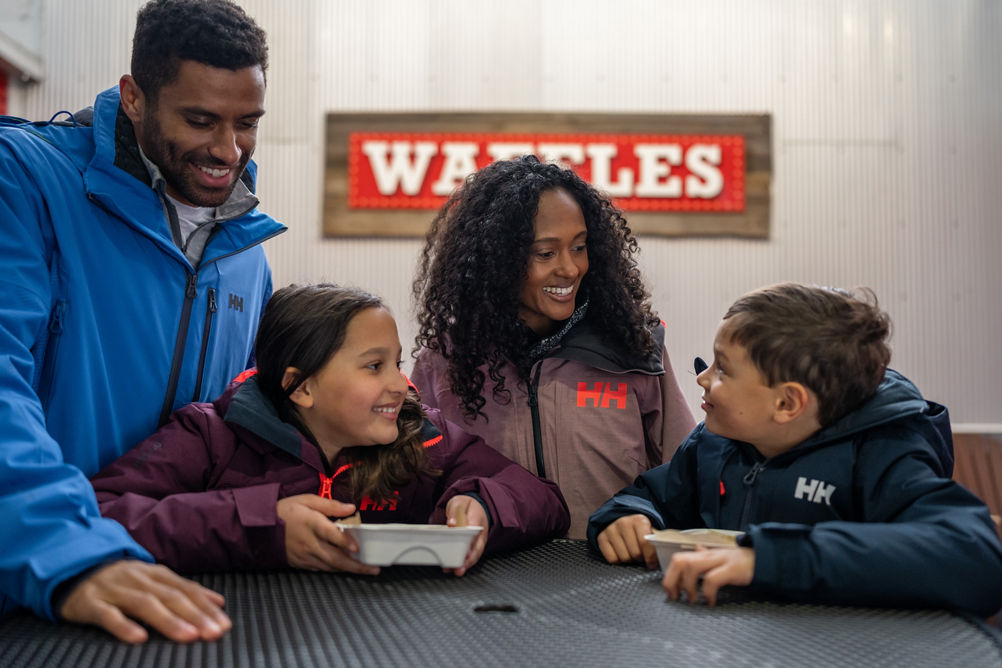 Family Enjoying a Snack at Waffles at Stowe