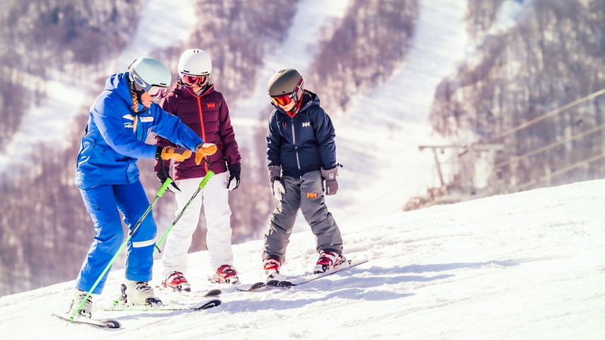 Kids Taking a Private Ski Lesson at Stowe
