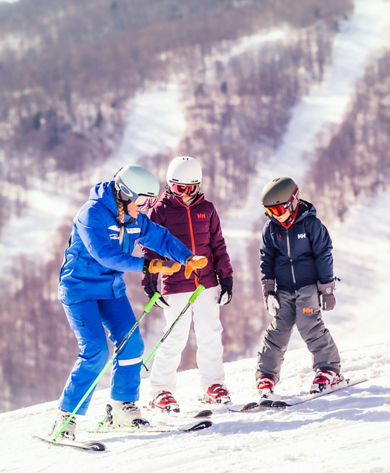Kids Taking a Private Ski Lesson at Stowe