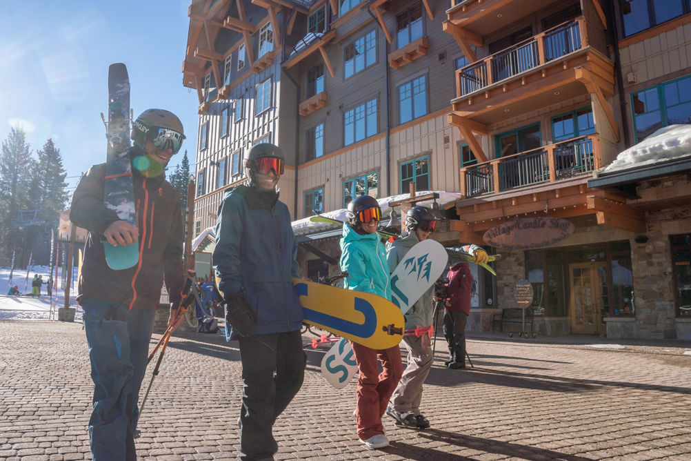 Skiers & Riders Walk Through the village at Northstar