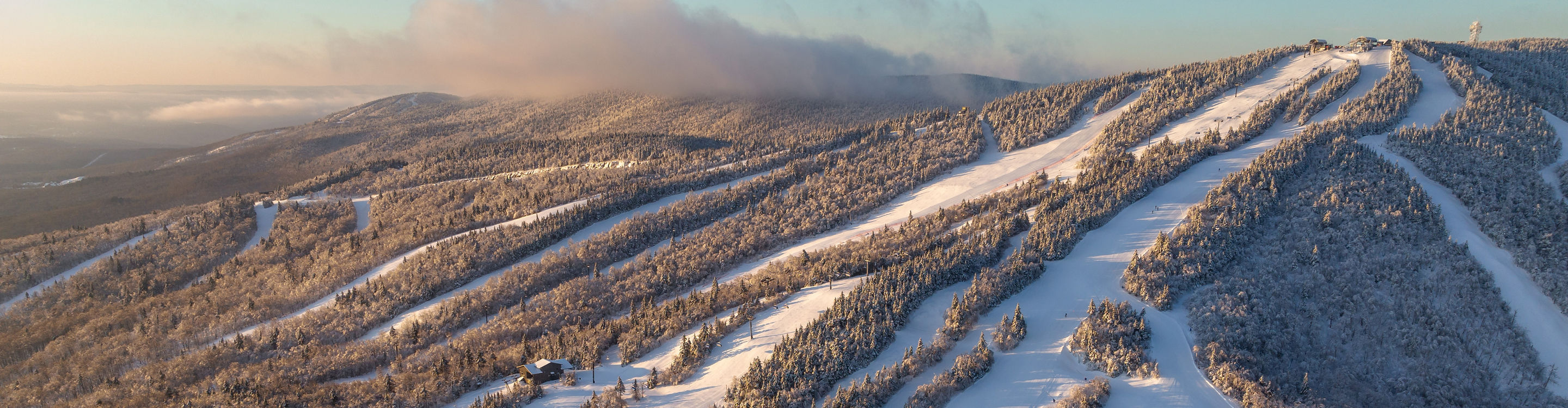Aerial View of Main Face at Mount Snow from slightly north