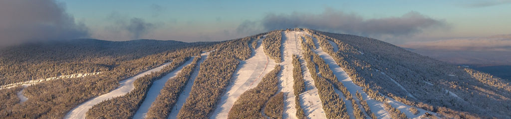 Aerial View Centered on upper Main Face at Mount Snow