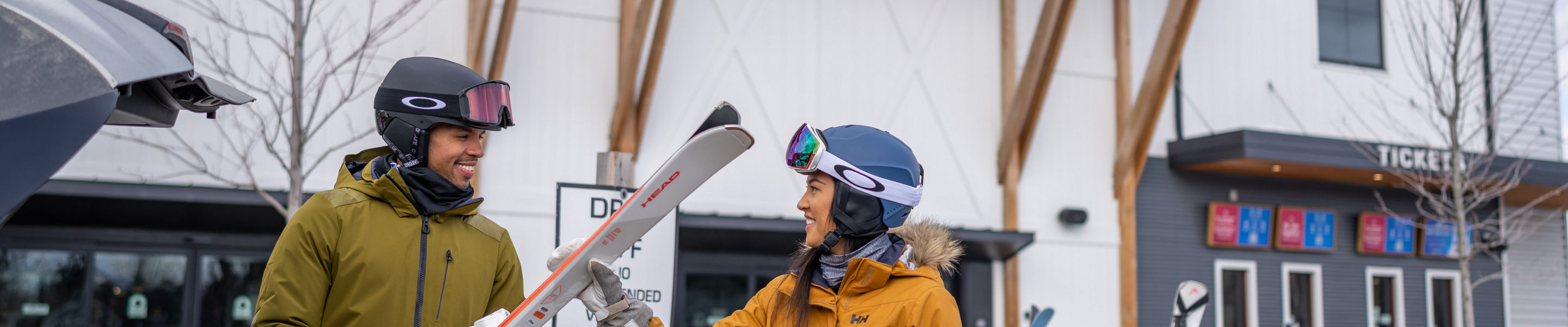 Couple Unloads Skis from Car at Carinthia Base Lodge Drop Zone at Mount Snow