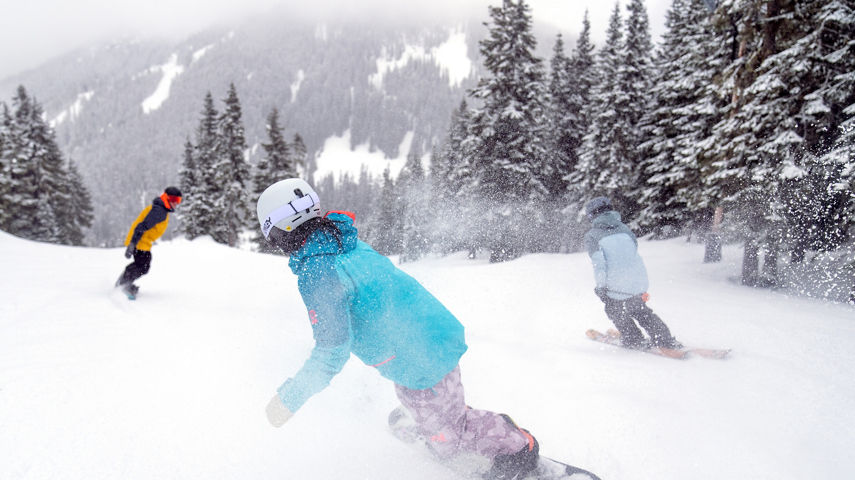 Group of 3 Friends Hitting a Run at Stevens Pass