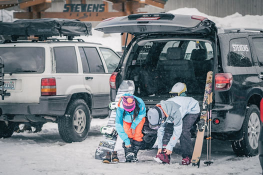 Group of Friends Skiing & Snowboarding at Steven's Pass
