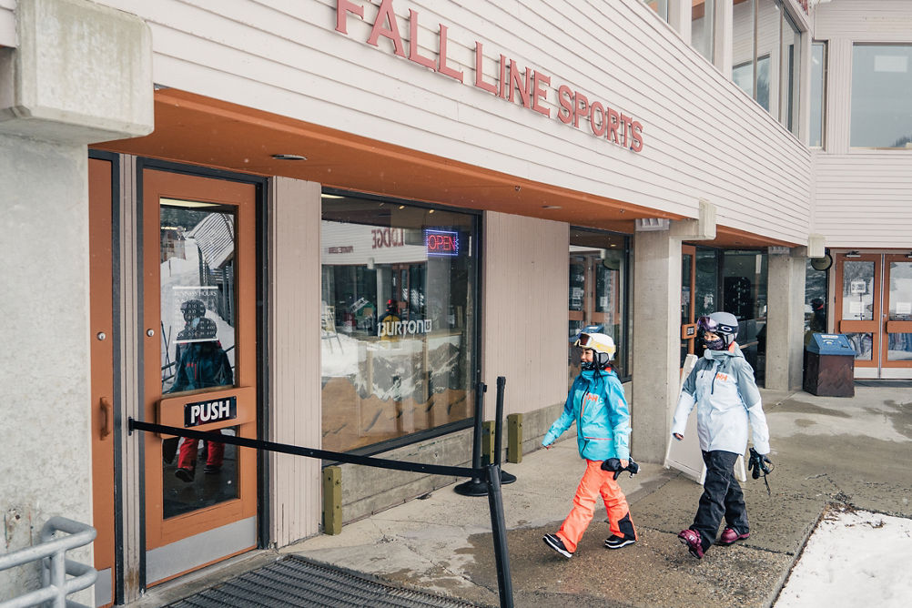 Group of Friends Walking to Fall Line Sports at Steven's Pass