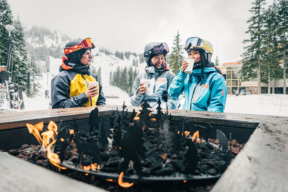 Group of Friends Drinking Coffee at Steven's Pass