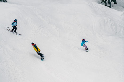 Friends Skiing & Snowboarding at Steven's Pass