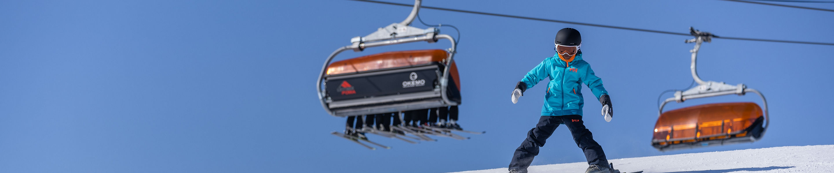 Kid Skiing Down Mountain at Okemo