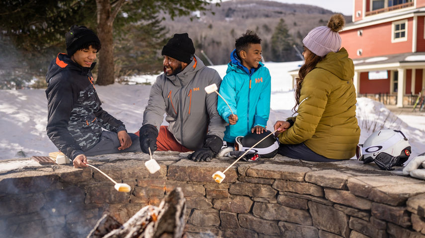 Family Roasting Marshmallows at Okemo