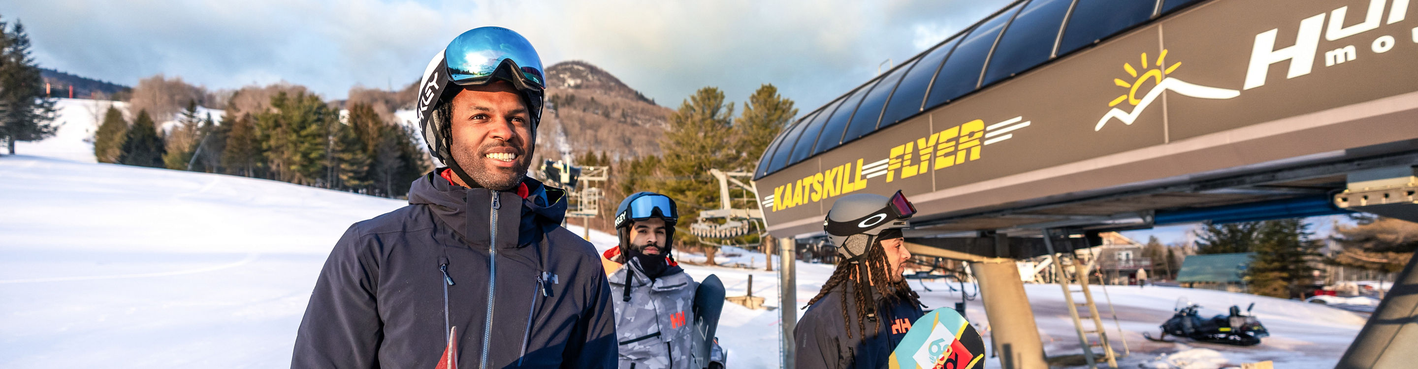 Resort Guests Walking to Lift at Hunter