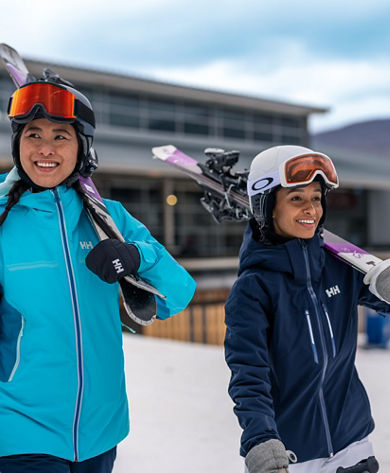 Resort Guests Walking to Lift at Hunter