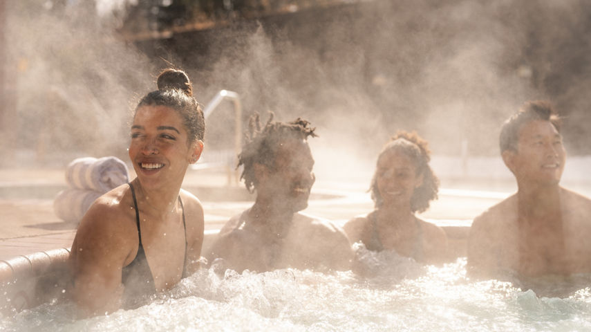 Friends in Pool at Hunter Resort