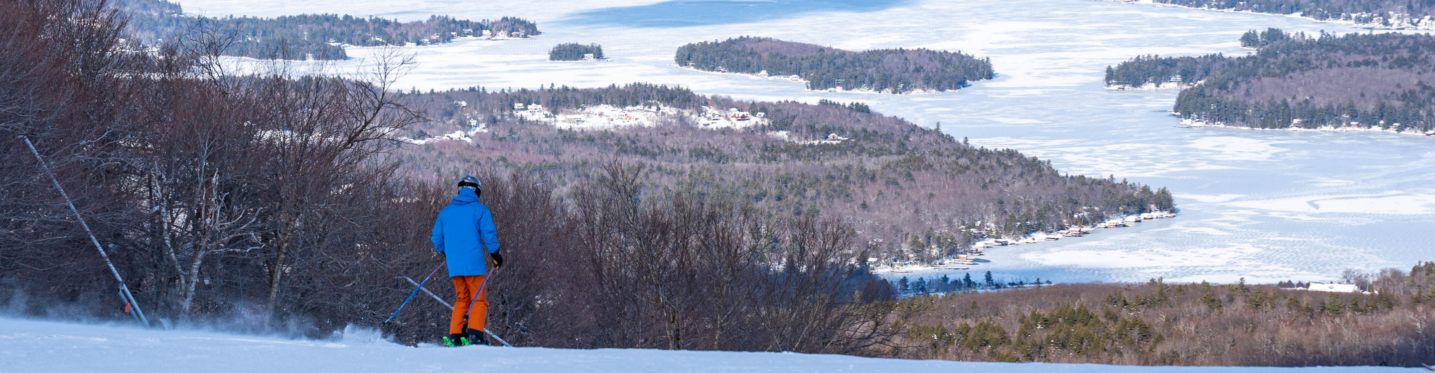 Scenic View of Man Skiing at Stowe