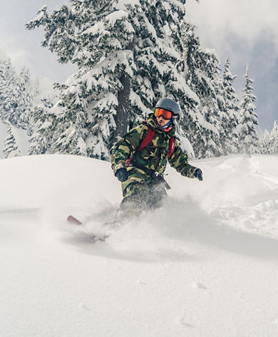 Snowboarder Riding Advanced Terrain at Stevens Pass