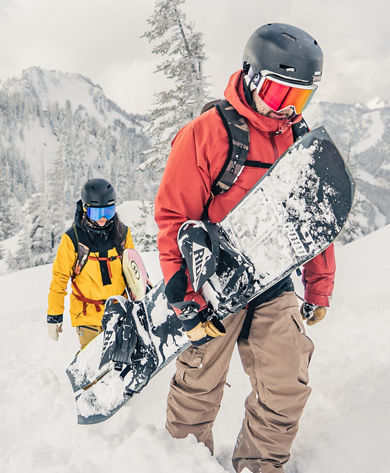 Snowboarders Hiking to Top of Mountain at Stevens Pass