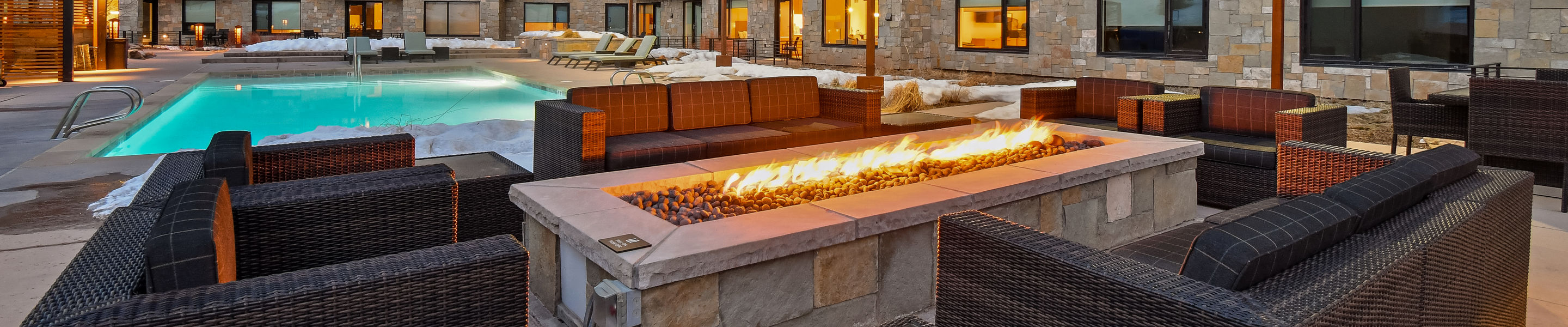 Outdoor Firepit Lounge Area at LIFT Condominiums in Park City Mountain Resort