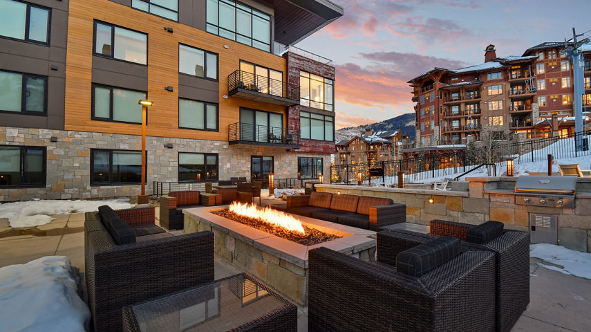 Outdoor Firepit Lounge Area at LIFT Condominiums at Park City Mountain Resort