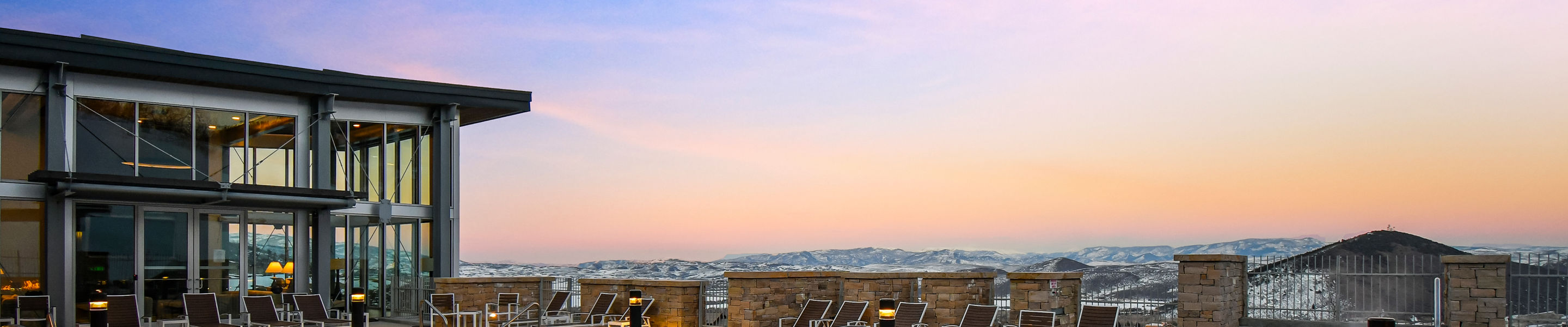 Outdoor Swimming Pool at Dusk at Apex Residences at Park City Mountain Resort