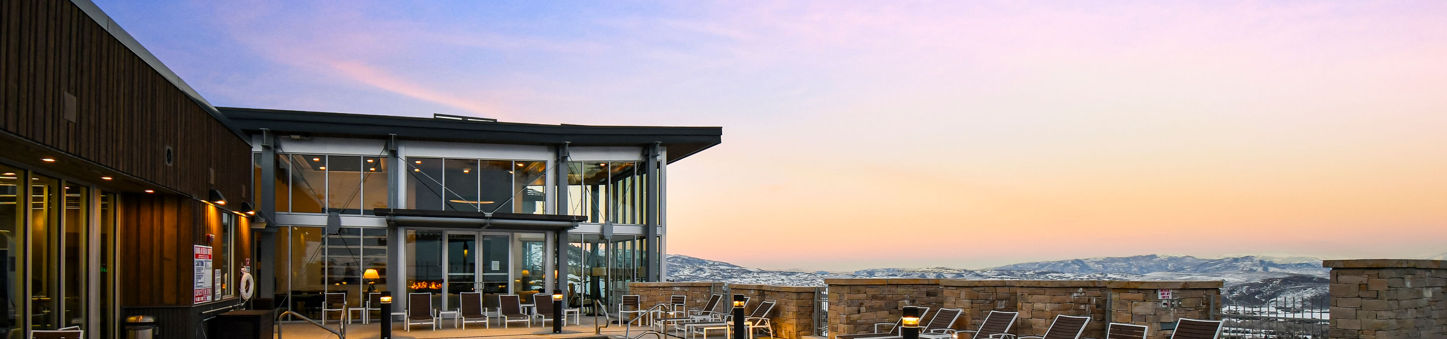 Outdoor Swimming Pool at Dusk at Apex Residences at Park City Mountain Resort