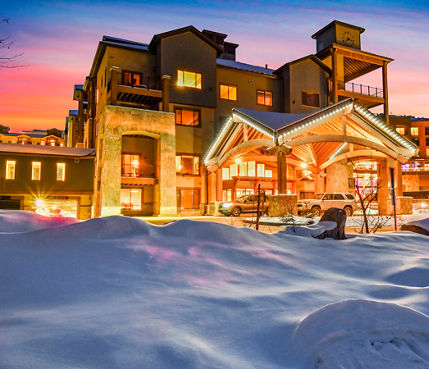 Exterior of Silverado Lodge at Dusk at Park City Mountain Resort