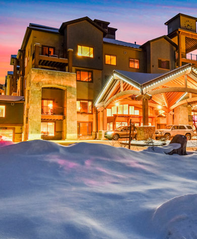 Exterior of Silverado Lodge at Dusk at Park City Mountain Resort