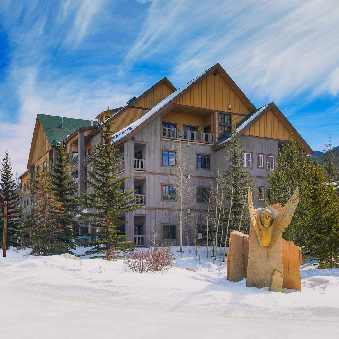 Exterior of the Expedition Station Condominiums in River Run Village at Keystone Mountain Resort