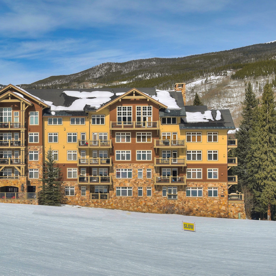 View of the Exterior of the Lone Eagle Condominiums Across a Ski Run at Keystone Mountain Resort